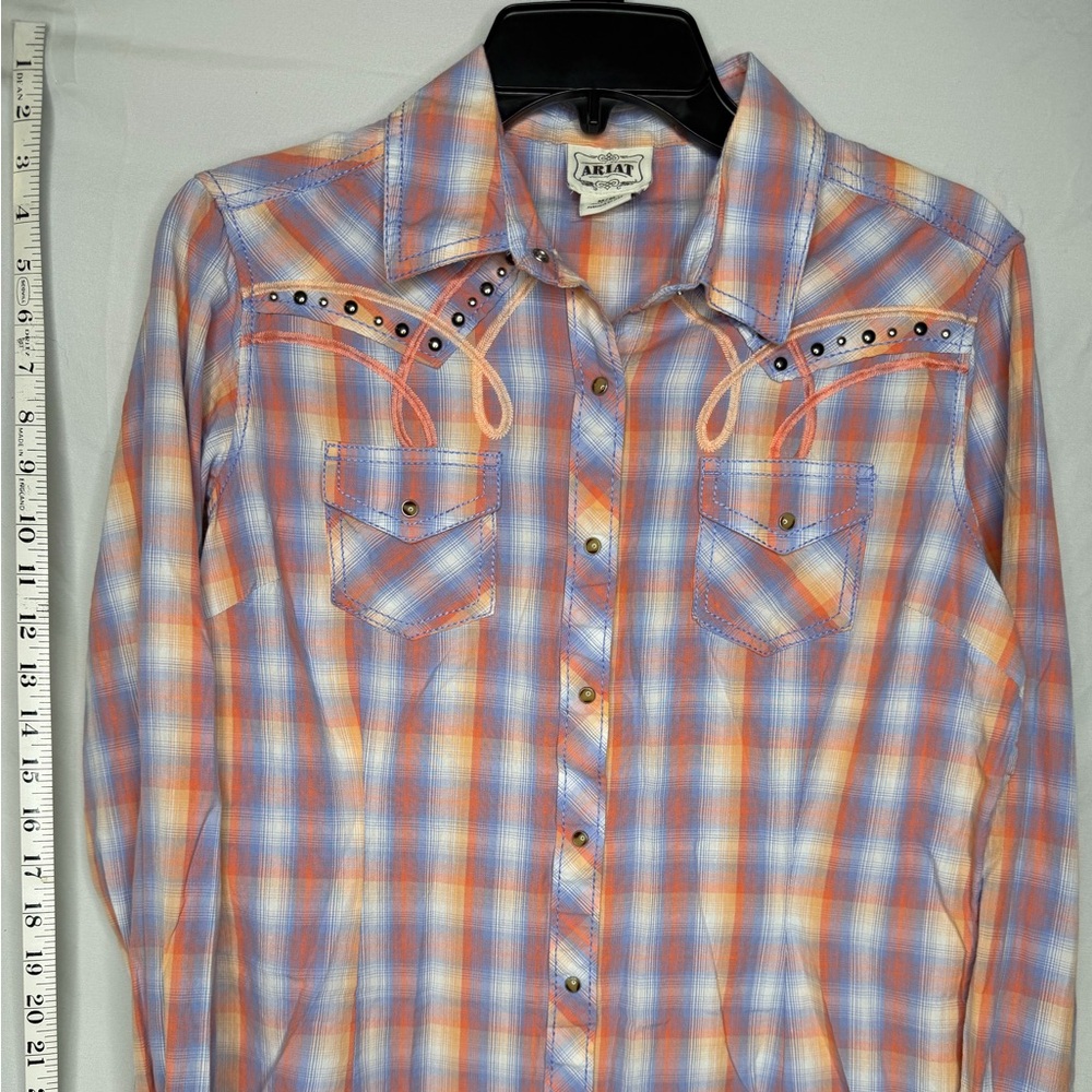 Ariat Orange and Blue Plaid Shirt